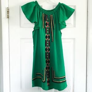 Piper by Townsen Embroidered Kelly Green Dress